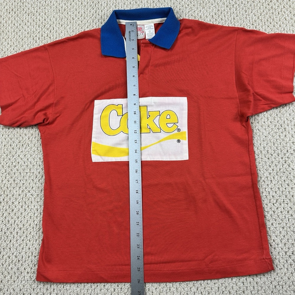 Vtg 80s Coca Cola Rugby Polo Shirt Mens L Coke Wearables 50/50 Logo Made in USA - Picture 8 of 14